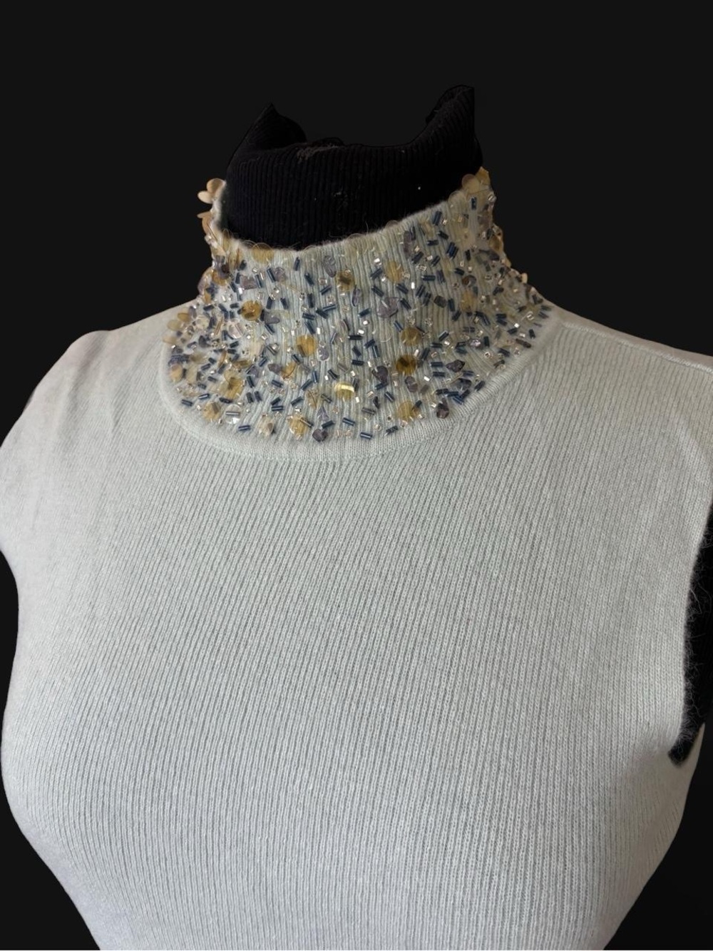 Y2K Embellished baby blue Turtleneck Sweater - Women's